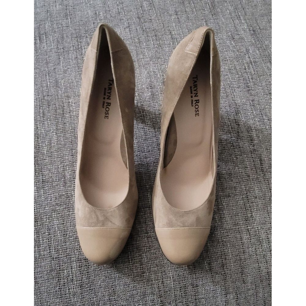 Taryn Rose Women's Taupe Suede Leather Heels‎ Made in Italy Size 11 EU 43